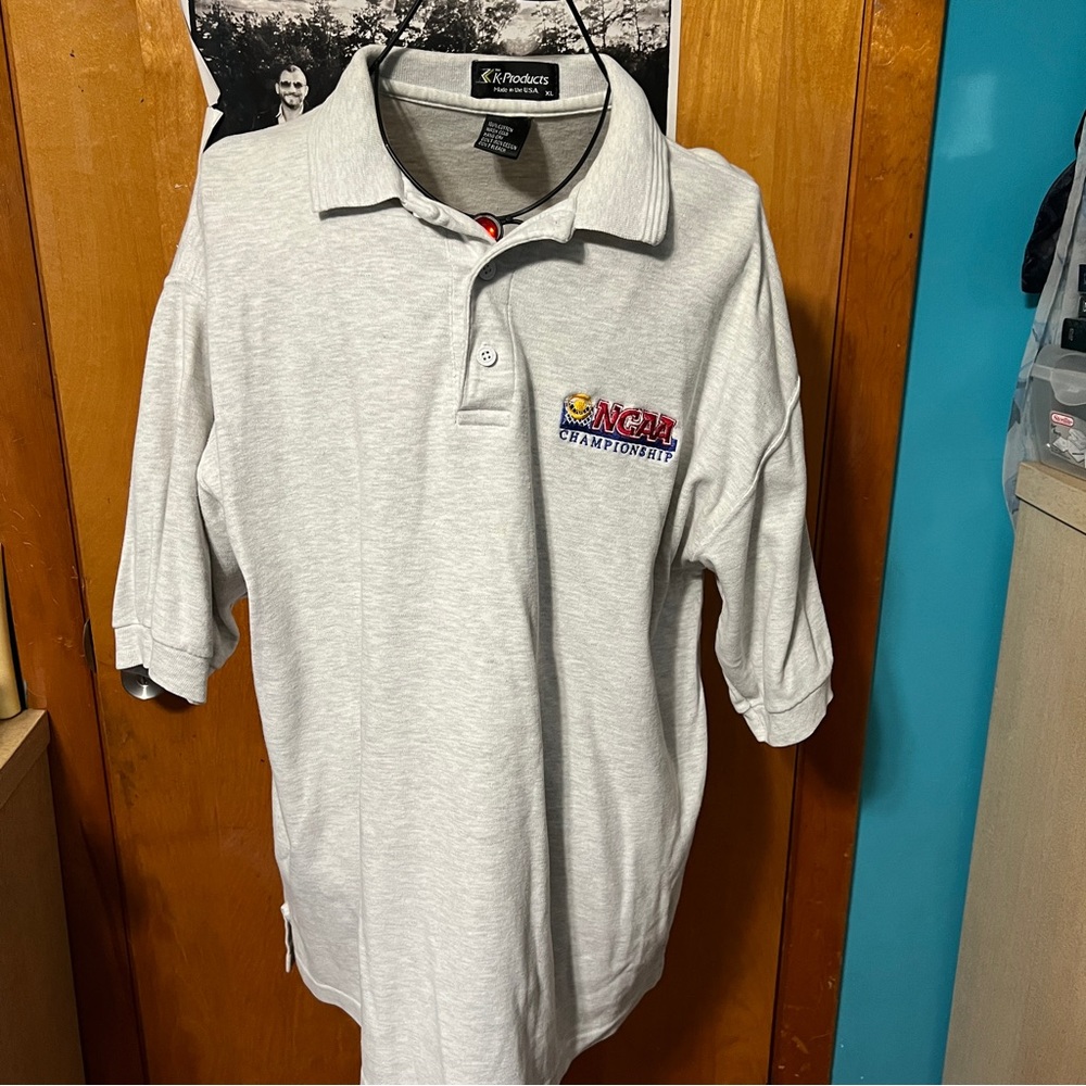 NCAA championship gray polo shirt k-products stain 100% cotton size XL